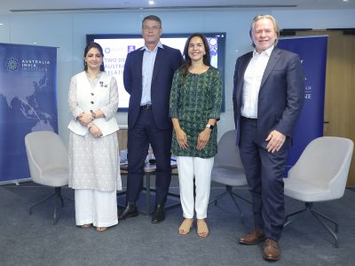 L-R: Aalia Khan, Office of the Deputy Vice-Chancellor Global, Culture and Engagement, Patrick Suckling, former Australian High Commissioner to India, Lisa Singh, Australia India Institute CEO and Philip Green OAM, Australian High Commissioner to India.