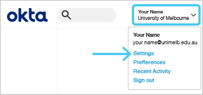 Screenshot of the okta portal