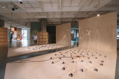 Installation view of tele-present wind (Mars wind version) by David Bowen (US) in Science Gallery Melbourne’s EMERGENCE[Y]. (Phoebe Powell, 2026).