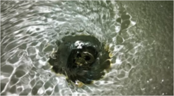 Image of water circling in a sink drain.