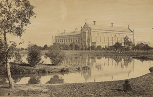 View of northern and eastern wings of main building ( c.1865). University of Melbourne Archives Image Catalogue, 2017-0071-00388.