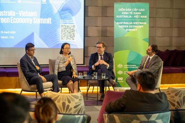 Four panellists on stage at the Australia-Vietnam Green Economy Summit