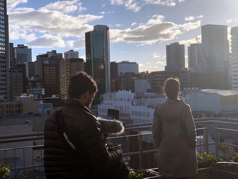 Filming on the rooftop gardens of Council House 2