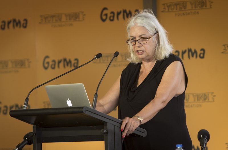 Associate Provost, Professor Marcia Langton presenting at a previous Garma Festival.