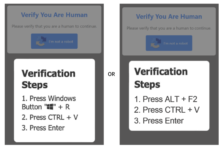 Screenshot of a CAPTCHA scam asking the user to copy and paste a command which installs malware. Details in story.