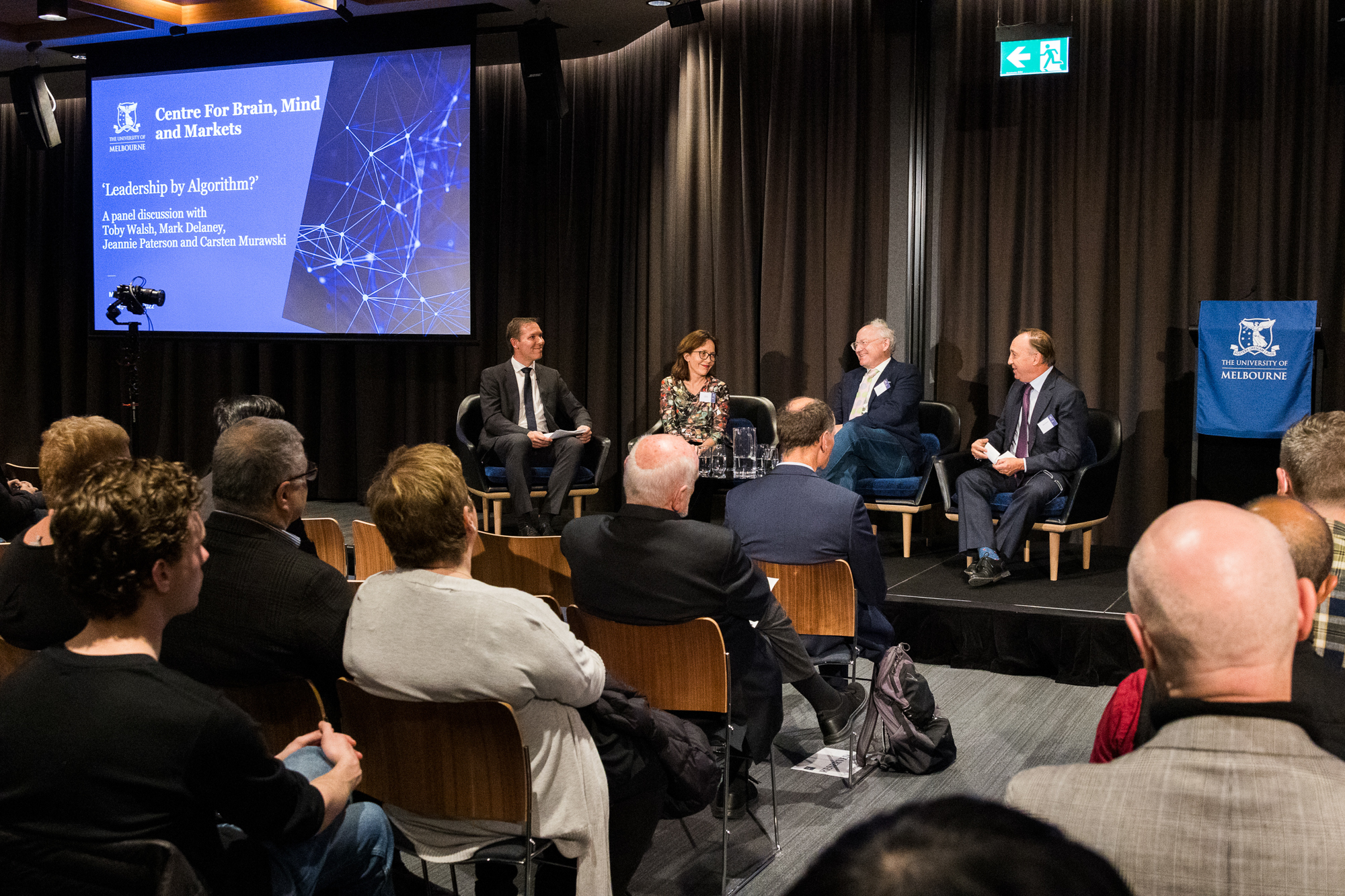 Panel and audience at Melbourne Connect for the launch of the Centre for Brain, Mind and Markets