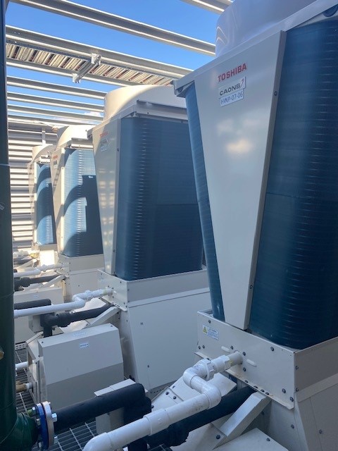 Four electric heat pumps