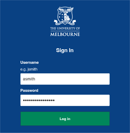 Log into using your University of Melbourne login details