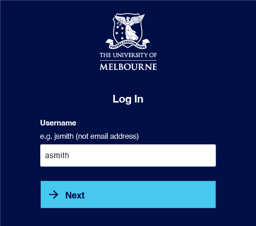 Log into using your University of Melbourne login details