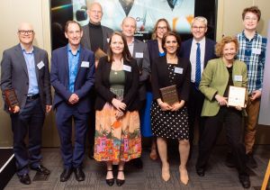  L-R (back row) Duncan Peppercorn (Board Chair, Centre for Eye Research Australia), Pete Hayden (CEO, Australian College of Optometry), Emily Shepard (CEO, UsherKids Australia), Danny Pearson (Victorian Minister for Economic Growth and Jobs), Louis Shepard, and L-R (front row): Mike McGuckin (Acting Dean, Faculty of Medicine, Dentistry and Health Sciences), Keith Martin (Managing Director, Centre for Eye Research Australia), Lauren Ayton (Associate Dean Innovation and Enterprise, Faculty of Medicine, Dentistry and Health Sciences), Adele Hosseini (CEO, Cerulea Clinical Trials), and Melanie Eagle (Board Chair, The Royal Victorian Eye and Ear Hospital).