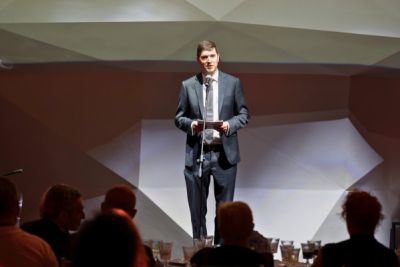 Associate Professor Matthew Champion accepting the 2026 Dan David Prize. Image supplied.