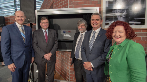 Image of University of Melbourne Vice-Chancellor Professor Duncan Maskell with the Hon John Brumby, Professor Margaret Sheil, Michael Parker and Paul Perreault.