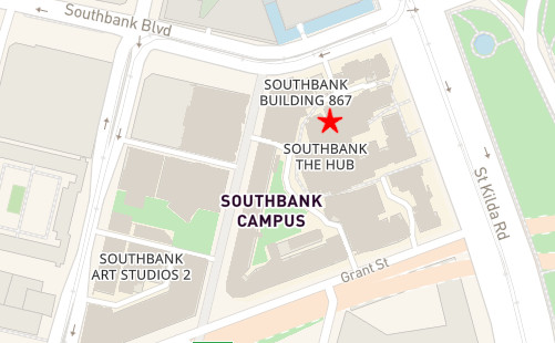 Map of PPE vending machine location (Southbank), see below for list of locations