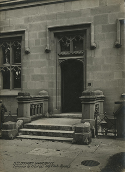 Entrance to Princess Ida Club Rooms, University of Melbourne (circa 1910). Photo/postcard: 2017.0071.00196. 