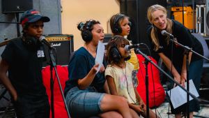 Image caption: Children participating in the Baya Gawiy songwriting initiative.