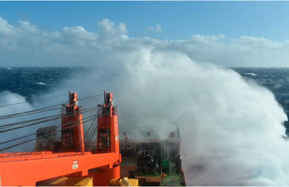 Image of the unique water tank replicating a rogue ocean wave.