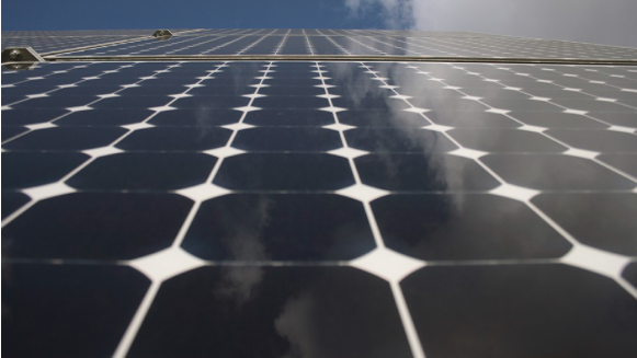 Close-up image of a panel solar cells.