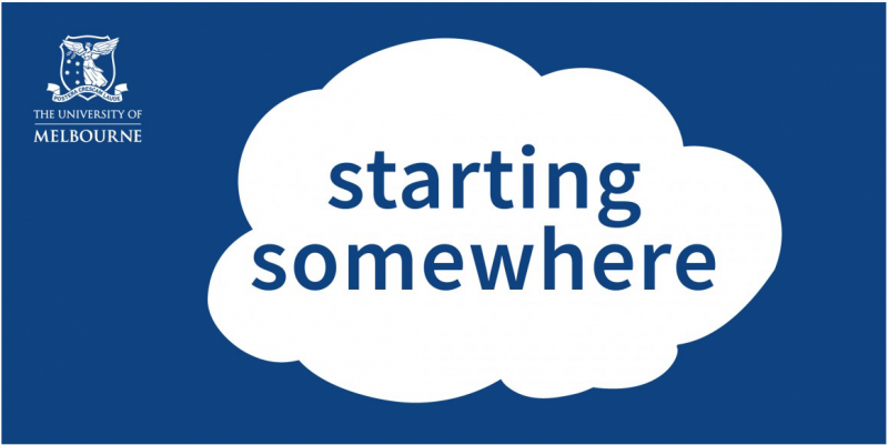 Logo for University o Melbourne's Starting Somewhere podcast.
