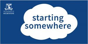 Logo for University o Melbourne's Starting Somewhere podcast.