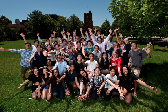 Image of a group of top VCE students who were awarded the Chancellor's Scholarship.