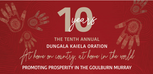 Promo graphic for the tenth annual Dungala Kaiela Oration.