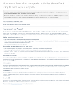 Screenshot of 'How to use Perusall for non-graded activities' tempate