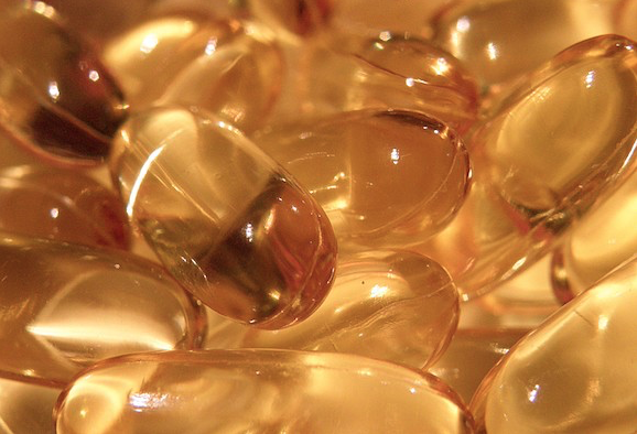 Close up of fish oil tablets