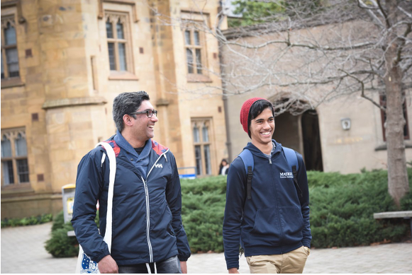 Students in the University of Melbourne campus.