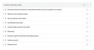 Screenshot of orientation module