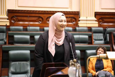 Two female students in Parliament