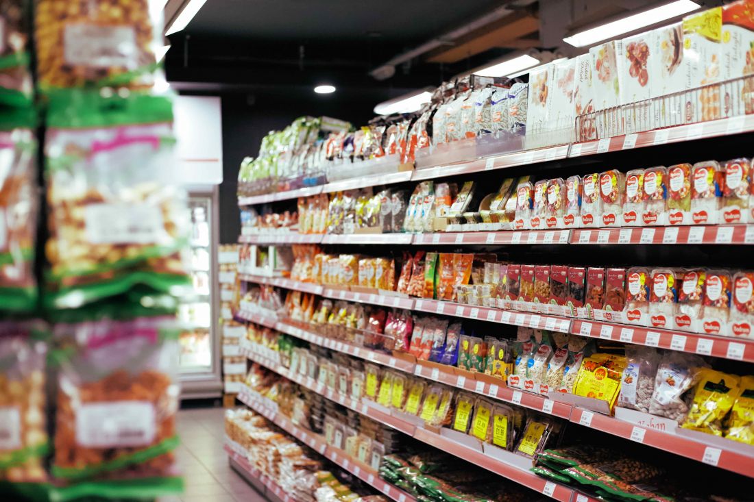 Items on supermarket shelves