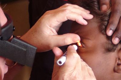 Person undergoing eye check 