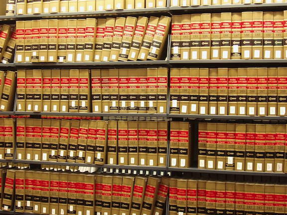 Shelves full of legal books