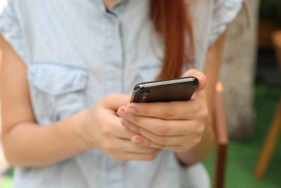 Woman uses phone