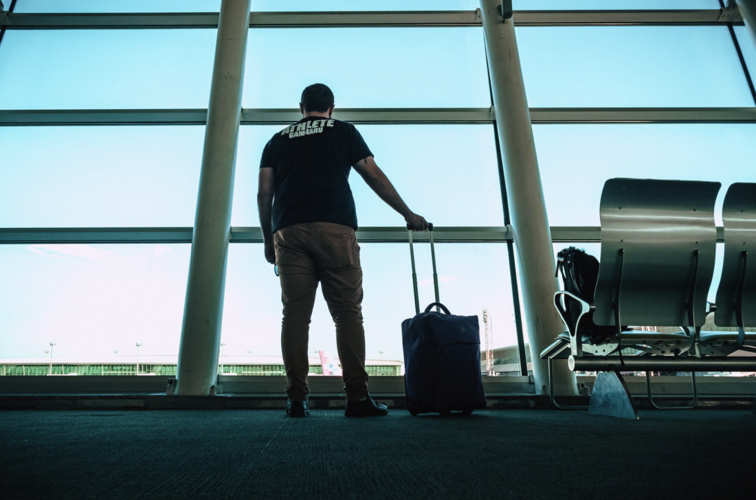 Man alone at airport