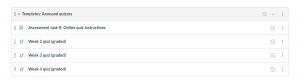 Screenshot of assessed quizzes template